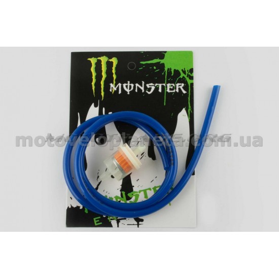 Шланг топливный   Ø4mm, 1 метр   (синий)   MONSTER ENERGY   (XJB), шт