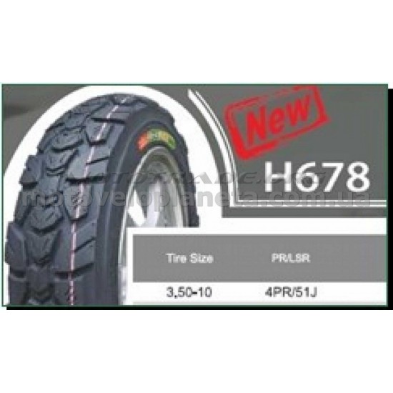 Мотошина   3,50 -10   TL (H-678 Chao Yang  NEW, беcкамерная)   LTK, шт