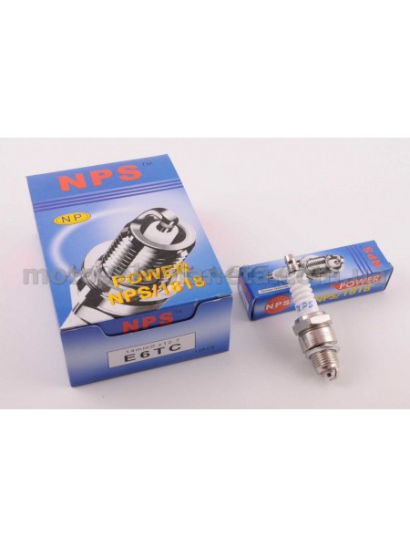 Свеча E6TC M14*1,25 12,7mm (2T скутеры 50-125сс) NPS 1818, шт Свеча E6TC M14*1,25 12,7mm (2T скутеры 50-125сс) NPS 1818, шт