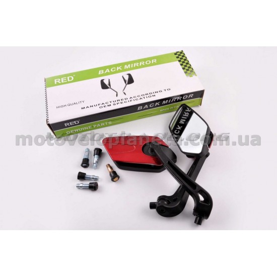 Зеркала   многоугольные   mod:234, 8/10mm   (черно-красные)   RED, пара