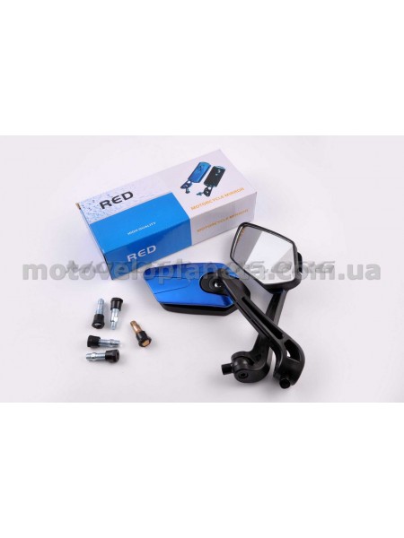 Зеркала   многоугольные   mod:234, 8/10mm   (черно-синие)   RED, пара