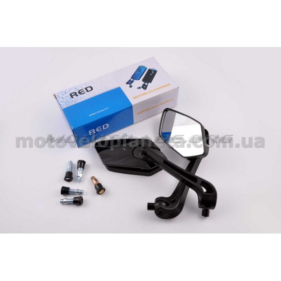 Зеркала   многоугольные   mod:234, 8/10mm   (черные)   RED, пара