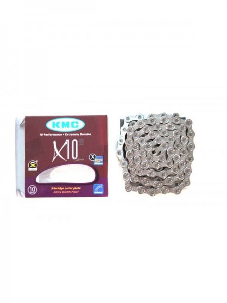 Цепь горная КМС Х10 1/2"x3/32 (хромированная, с замком, 10 скоростей, 116 звеньев) "КБ" (КБ-0991) 