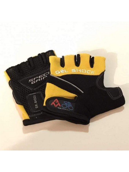 Перчатки вело "Gel Shock" (без пальцев, гелевые, черно-желтые, size:S) 