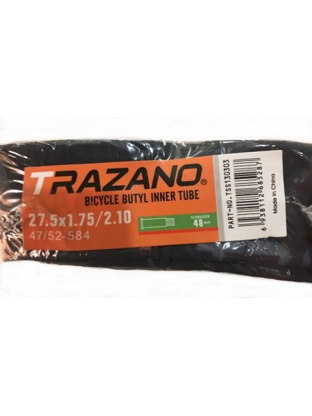 Камера велосипедная 27,5х1.75/2.10 "TRAZANO Butyl Tube" (A.V 48mm) 