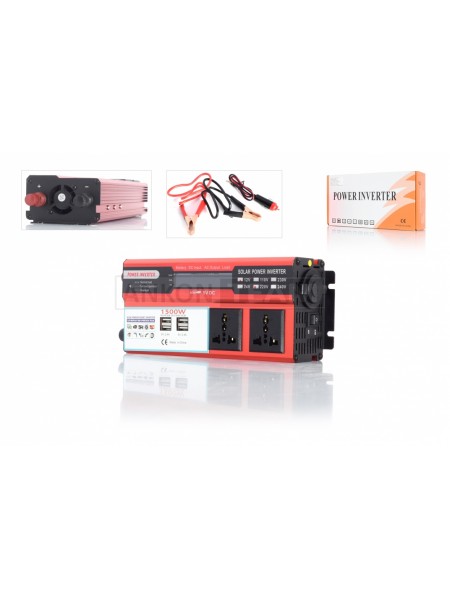 Инвертор AC/DC‑12V/220V, 1500/3000W, LCD экран, 4хUSB, две розетки #ATPI‑8