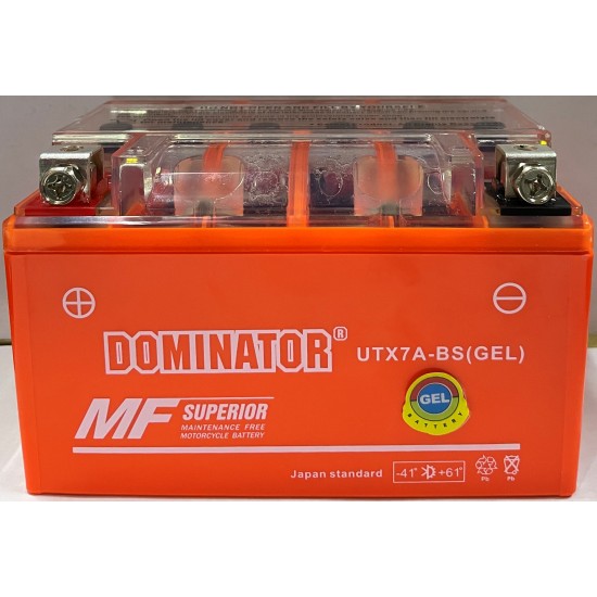 АКБ UTX7А-BC DOMINATOR (GEL) оранжевый 95x87x150